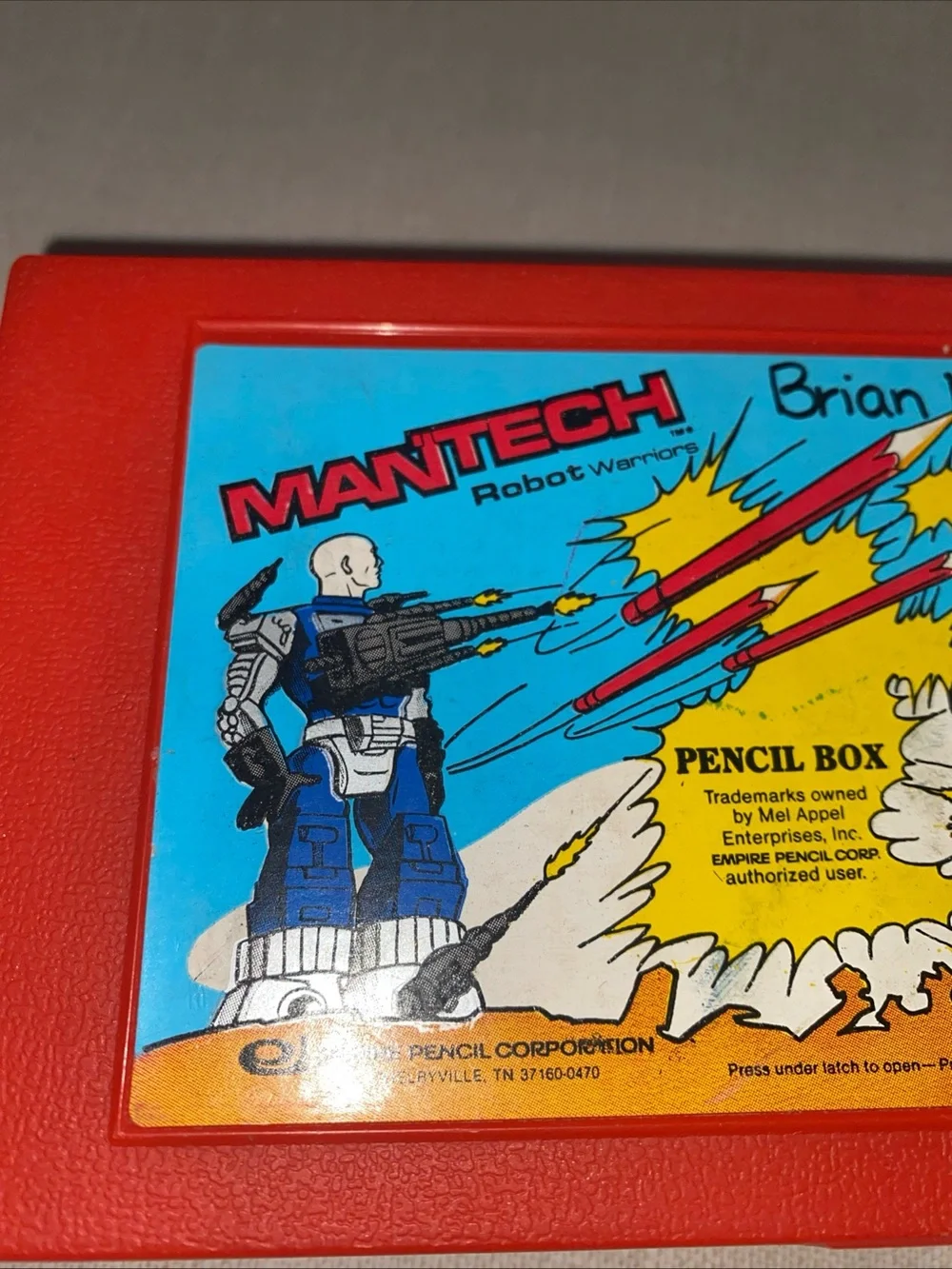 Mantech‎ Robot Warrior Vintage Plastic Crayon Pencil Box USA Made